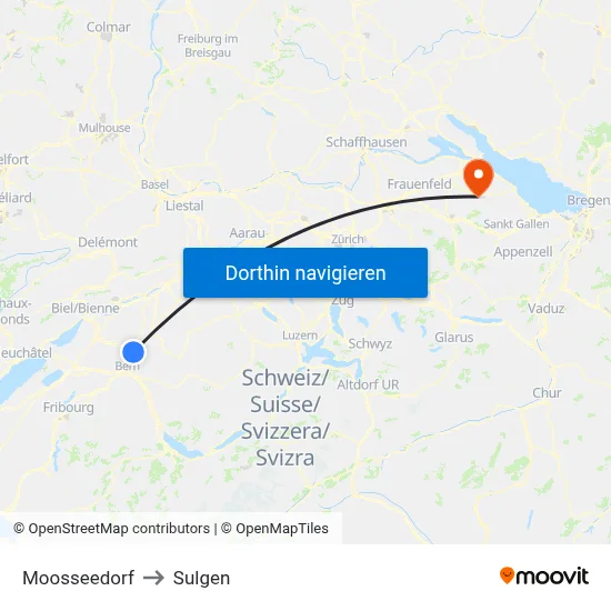 Moosseedorf to Sulgen map