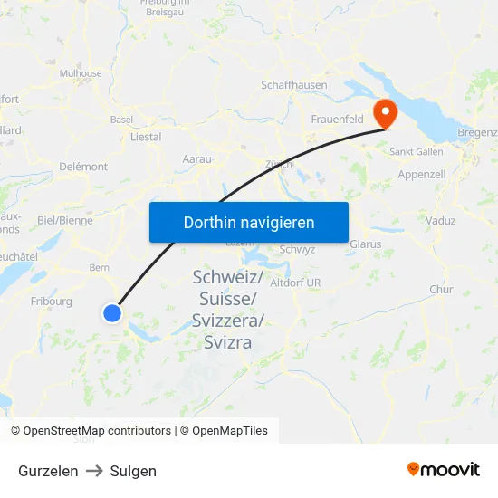 Gurzelen to Sulgen map