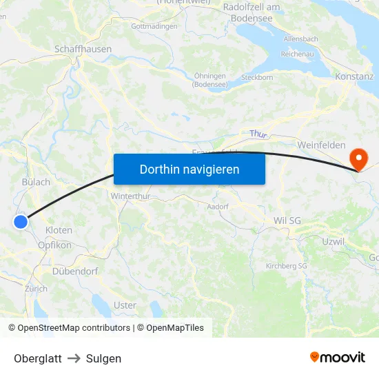 Oberglatt to Sulgen map