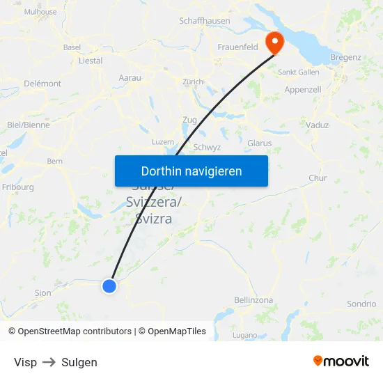 Visp to Sulgen map