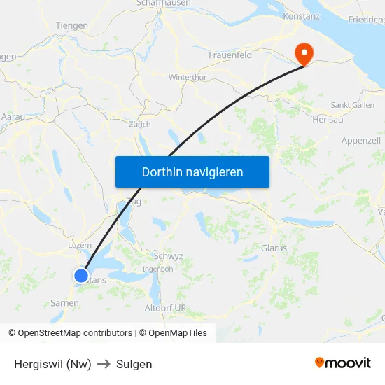 Hergiswil (Nw) to Sulgen map