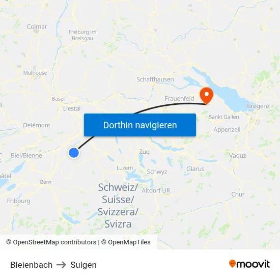Bleienbach to Sulgen map