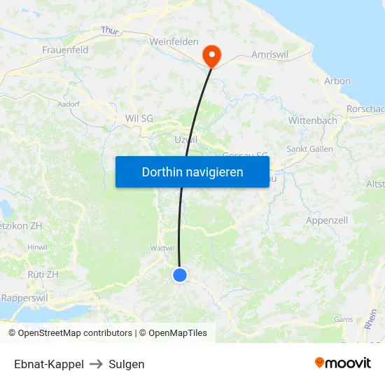 Ebnat-Kappel to Sulgen map