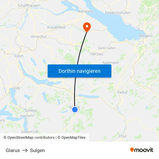 Glarus to Sulgen map