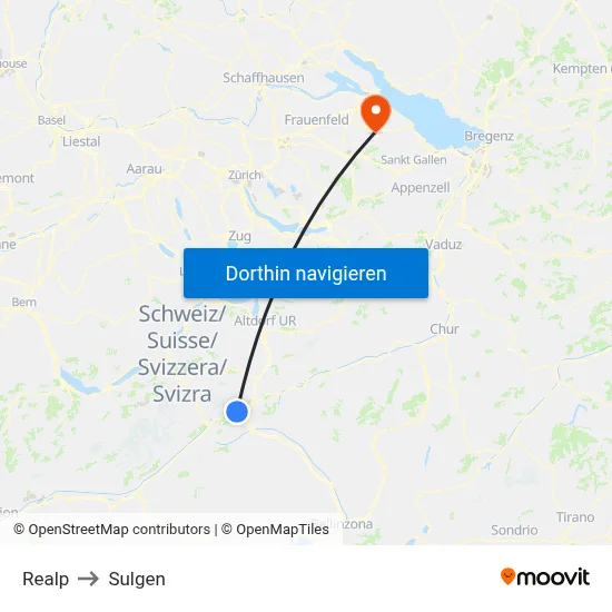 Realp to Sulgen map