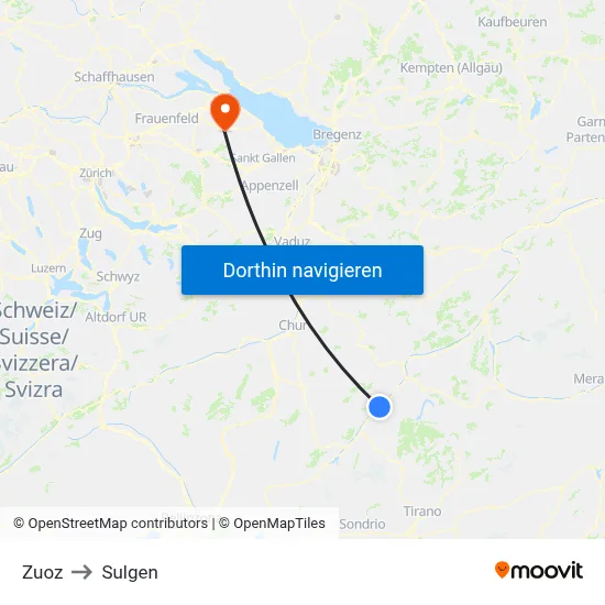 Zuoz to Sulgen map