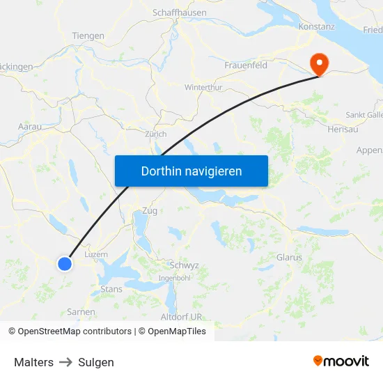 Malters to Sulgen map