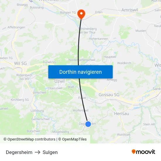 Degersheim to Sulgen map