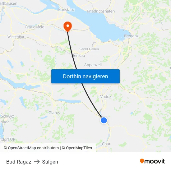 Bad Ragaz to Sulgen map