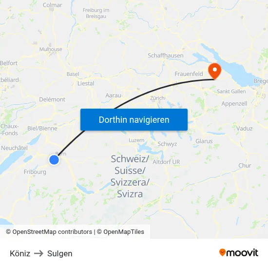 Köniz to Sulgen map