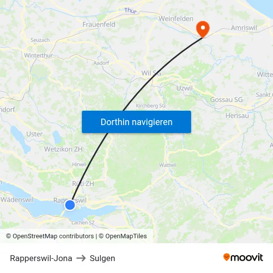 Rapperswil-Jona to Sulgen map