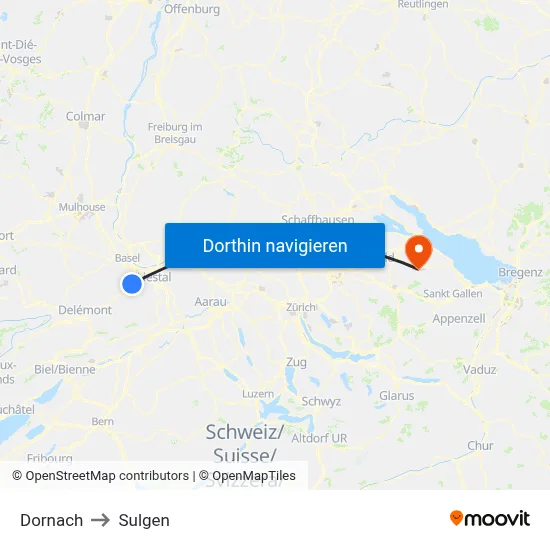 Dornach to Sulgen map