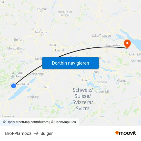 Brot-Plamboz to Sulgen map