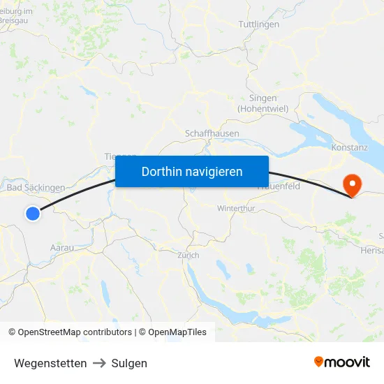 Wegenstetten to Sulgen map