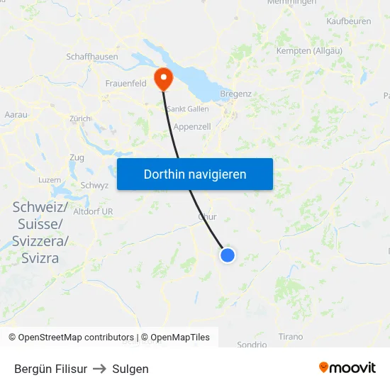 Bergün Filisur to Sulgen map