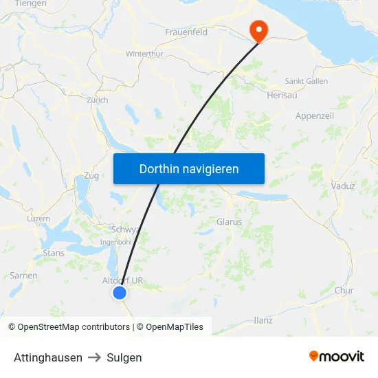 Attinghausen to Sulgen map