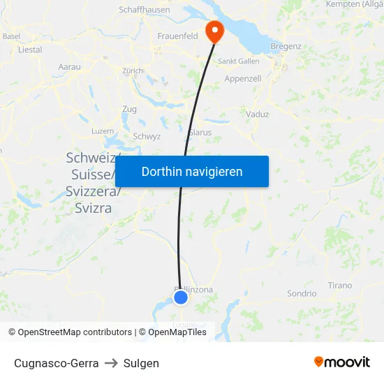 Cugnasco-Gerra to Sulgen map