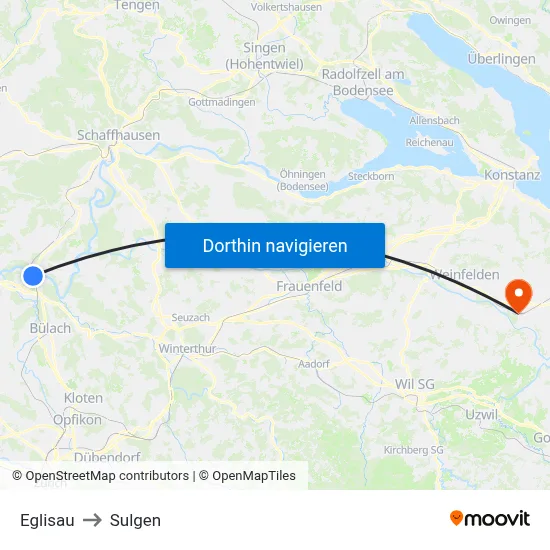 Eglisau to Sulgen map