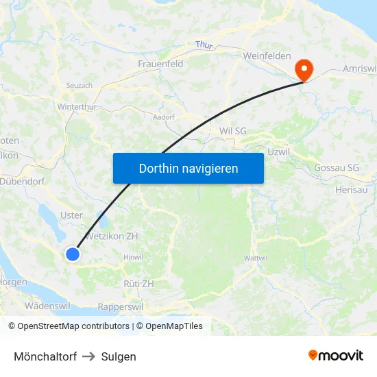 Mönchaltorf to Sulgen map