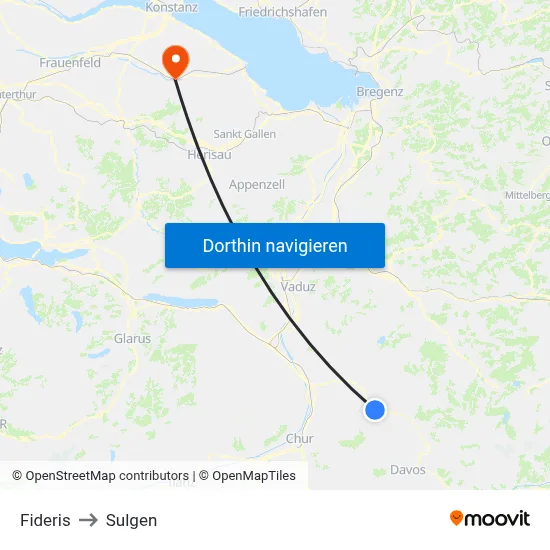 Fideris to Sulgen map