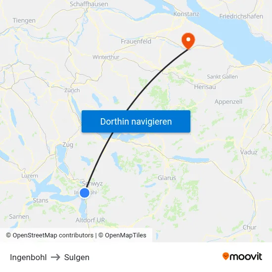 Ingenbohl to Sulgen map