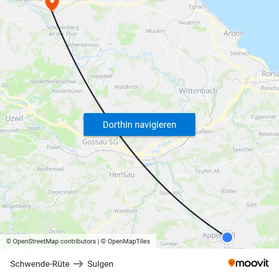 Schwende-Rüte to Sulgen map