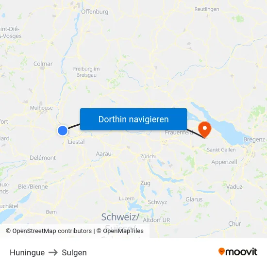 Huningue to Sulgen map