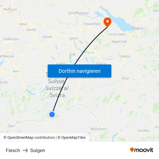 Fiesch to Sulgen map