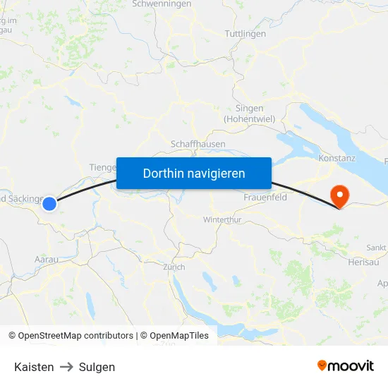 Kaisten to Sulgen map