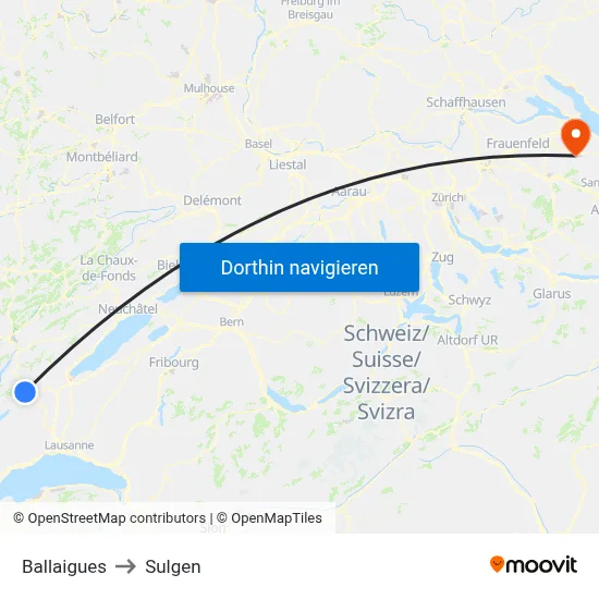 Ballaigues to Sulgen map