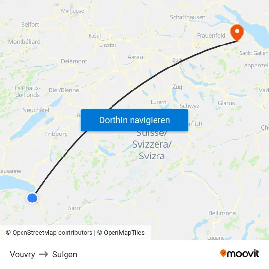 Vouvry to Sulgen map
