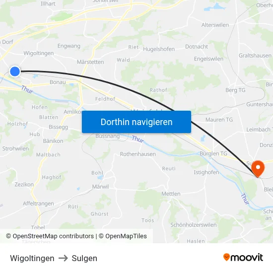 Wigoltingen to Sulgen map