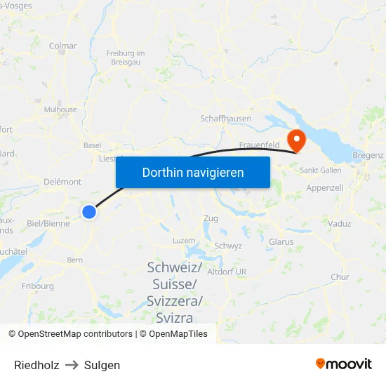 Riedholz to Sulgen map