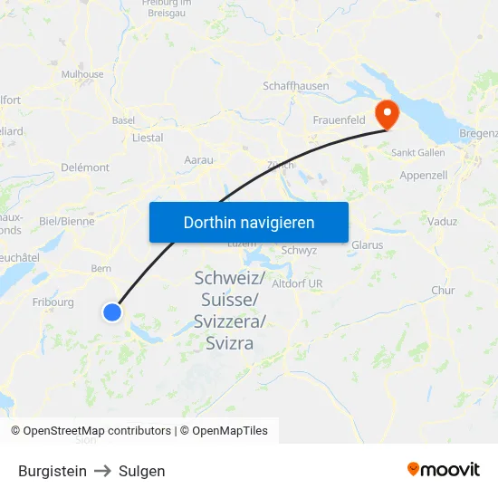 Burgistein to Sulgen map