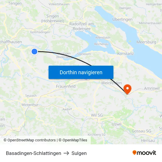 Basadingen-Schlattingen to Sulgen map