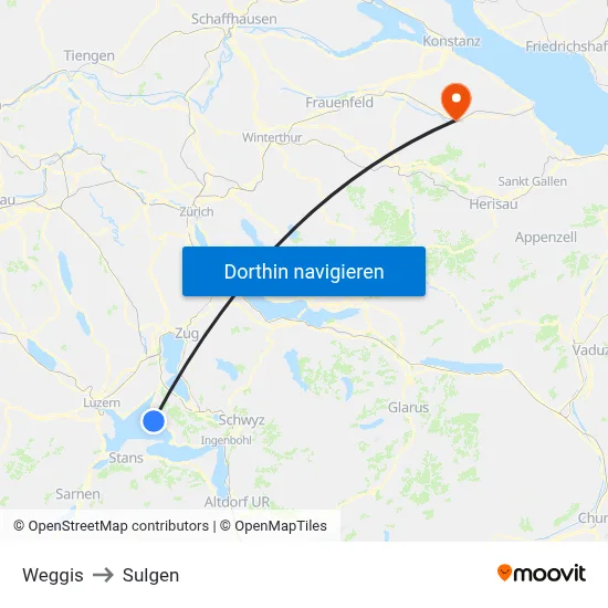 Weggis to Sulgen map
