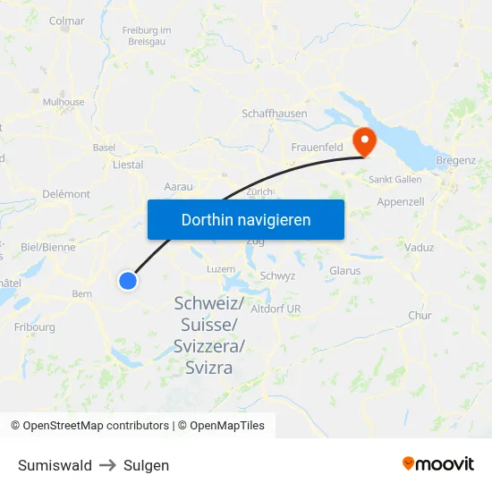 Sumiswald to Sulgen map