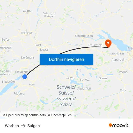 Worben to Sulgen map