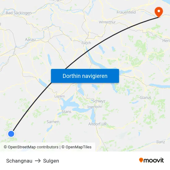 Schangnau to Sulgen map