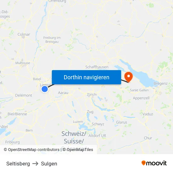 Seltisberg to Sulgen map