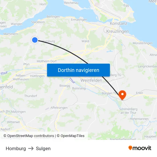 Homburg to Sulgen map