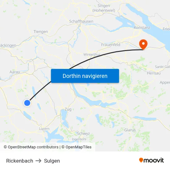 Rickenbach to Sulgen map