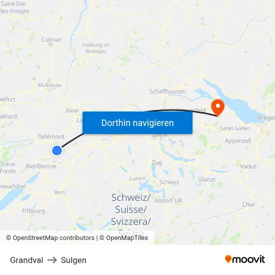 Grandval to Sulgen map