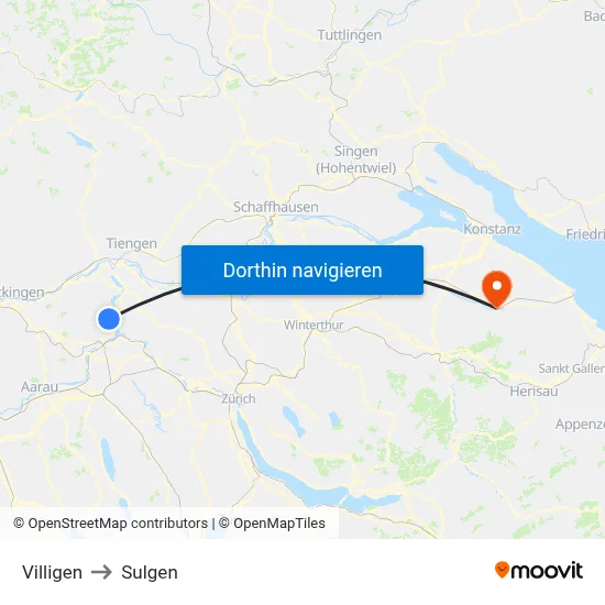 Villigen to Sulgen map