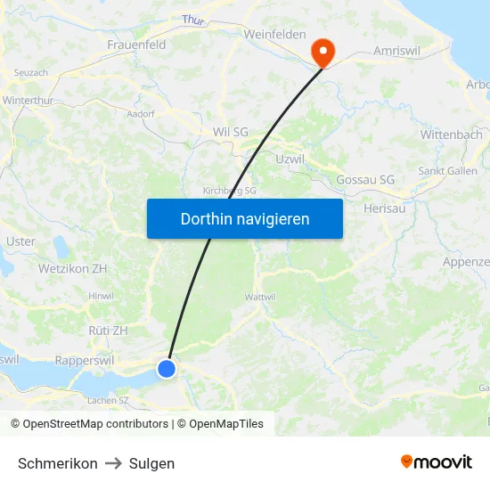 Schmerikon to Sulgen map