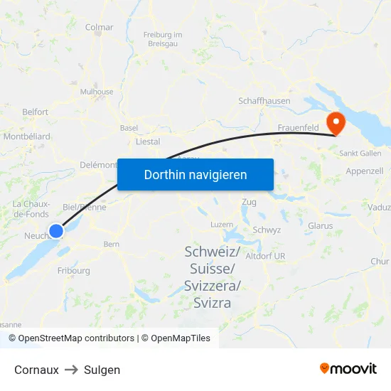 Cornaux to Sulgen map