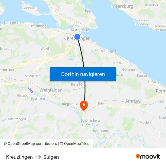 Kreuzlingen to Sulgen map