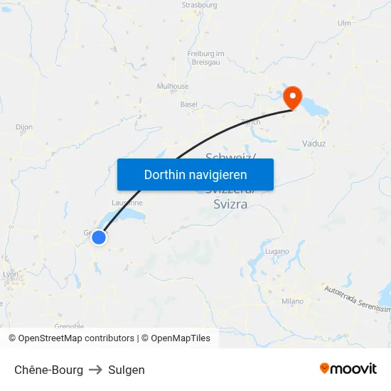 Chêne-Bourg to Sulgen map