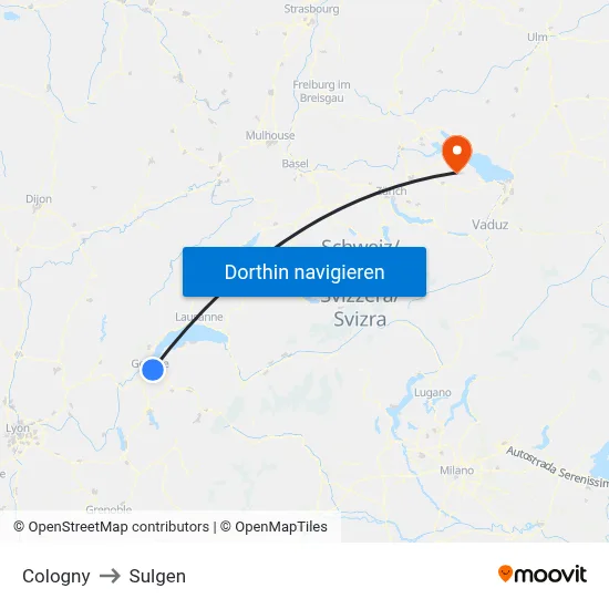 Cologny to Sulgen map