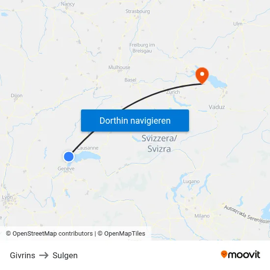 Givrins to Sulgen map